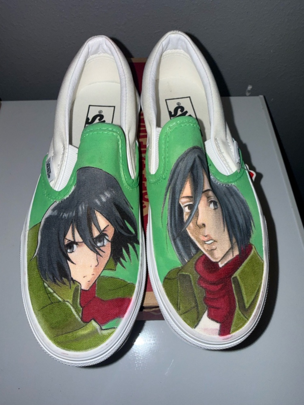 Women’s Custom Vans Slip-On Sneakers with Hand-Painted Anime